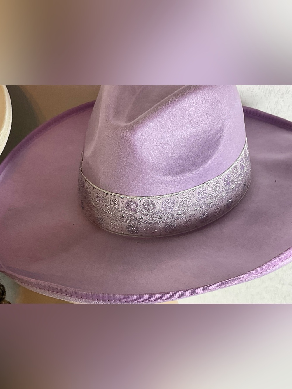 Women's Lavender Felt Fedora Hat with Decorative Band